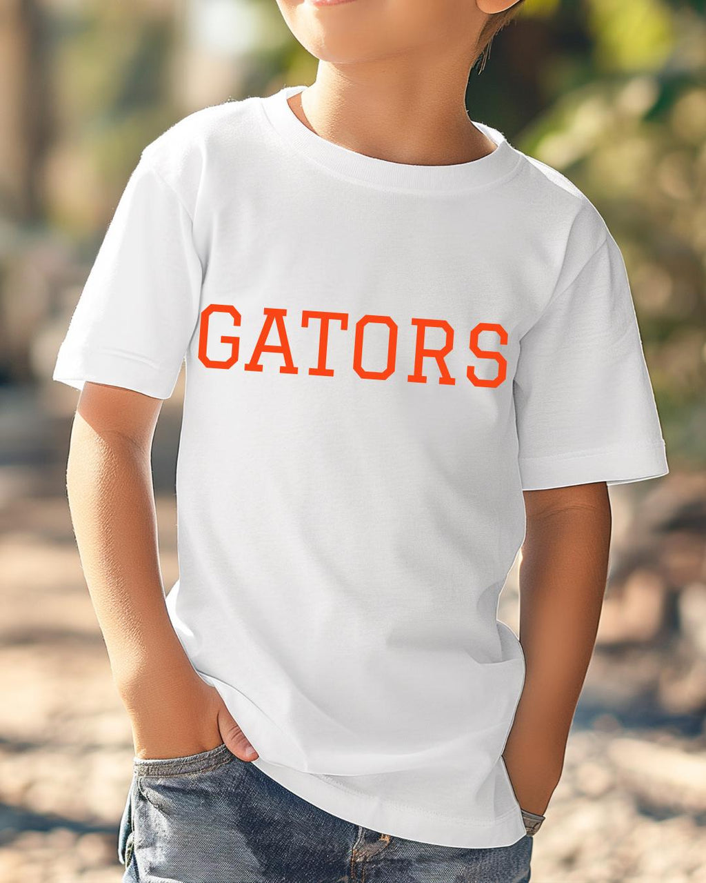 Gators DTF Transfer | UF Collegiate Heat Transfer | Game Day Shirt Design | Full Color Press Ready | Blue, Orange, White Football Print