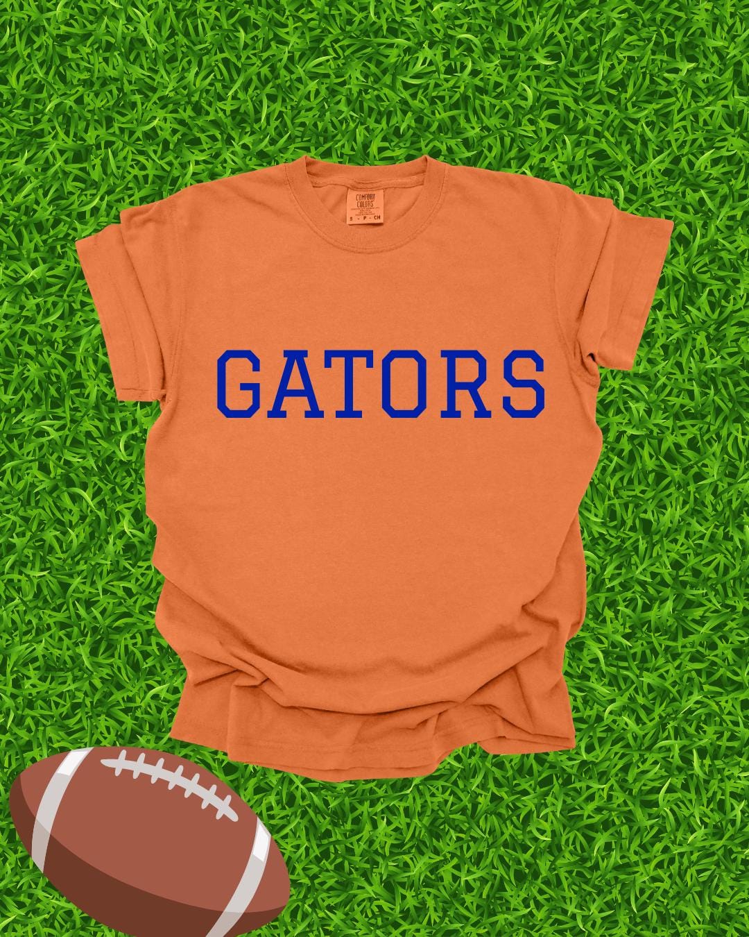 Gators DTF Transfer | UF Collegiate Heat Transfer | Game Day Shirt Design | Full Color Press Ready | Blue, Orange, White Football Print