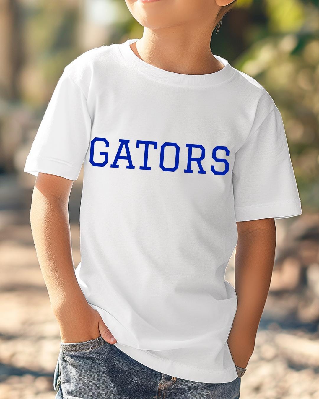 Gators DTF Transfer | UF Collegiate Heat Transfer | Game Day Shirt Design | Full Color Press Ready | Blue, Orange, White Football Print