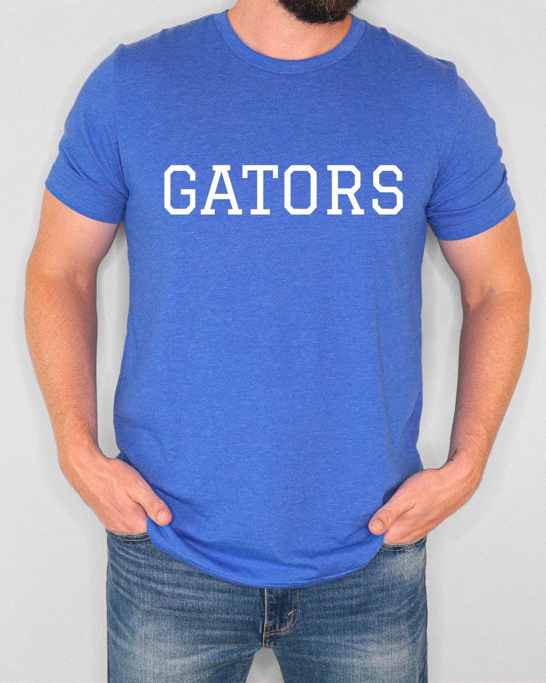 Gators DTF Transfer | UF Collegiate Heat Transfer | Game Day Shirt Design | Full Color Press Ready | Blue, Orange, White Football Print
