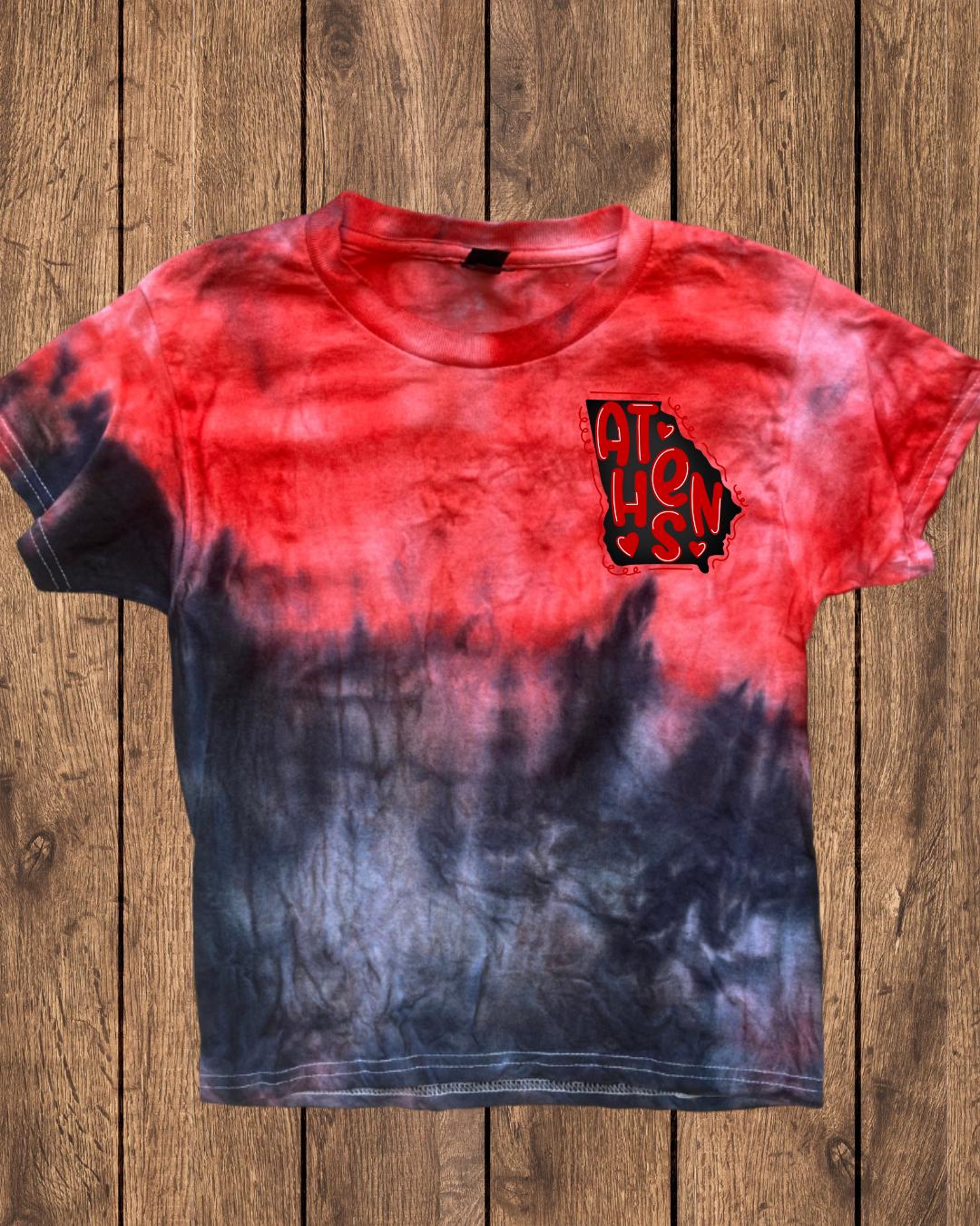 Ice Tie-Dye Athens Shirt | 4 Pattern Options | Georgia Game Day Tee | Handmade UGA Fan Gift | Unisex | Cool Tones | Bulldog Pride